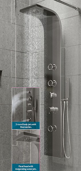 Example image of Hudson Reed Showers Spritz Thermostatic Shower Panel With Jets (Chrome).