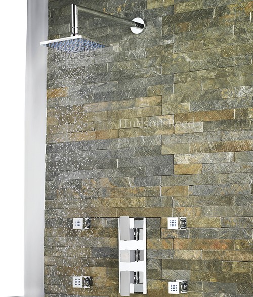 Example image of Hudson Reed Aspire Triple Thermostatic Shower Valve, Shower Head & Jets.