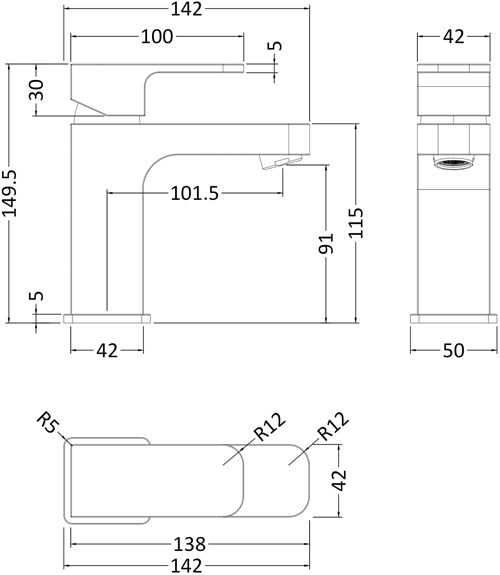 Technical image of HR Astra Basin & Bath Filler Tap Pack (Chrome).