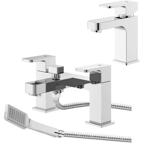 Larger image of HR Astra Basin & Bath Shower Mixer Tap Pack (Chrome).