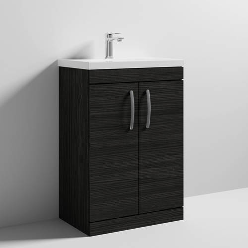 Nuie Black Furniture Vanity Unit With 2 X Doors & Basin 600Mm (Hacienda ).