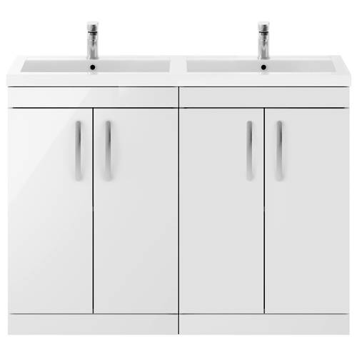 Nuie White Furniture Vanity Unit With 4 X Doors & Double Basin (Gloss ).
