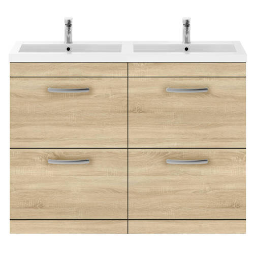 Larger image of Nuie Furniture Vanity Unit With 4 x Drawers & Double Basin (Natural Oak).