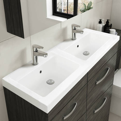 Example image of Nuie Furniture Vanity Unit With 4 x Drawers & Double Basin (Natural Oak).