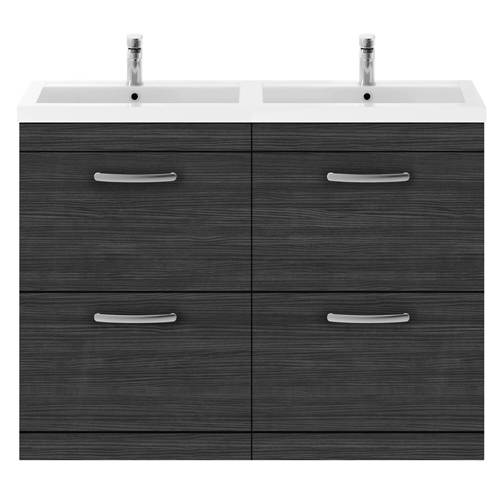 Nuie Black Furniture Vanity Unit With 4 X Drawers & Double Basin (Hacienda ).