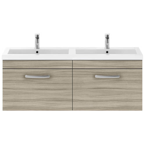 Larger image of Nuie Furniture Wall Vanity Unit With 2 x Drawers & Double Basin (Driftwood).