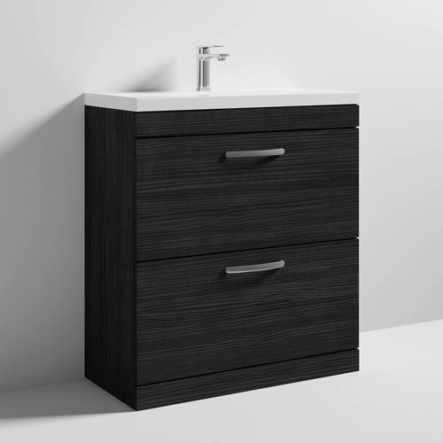 Nuie Black Furniture Vanity Unit With 2 X Drawers & Basin 800Mm (Hacienda ).