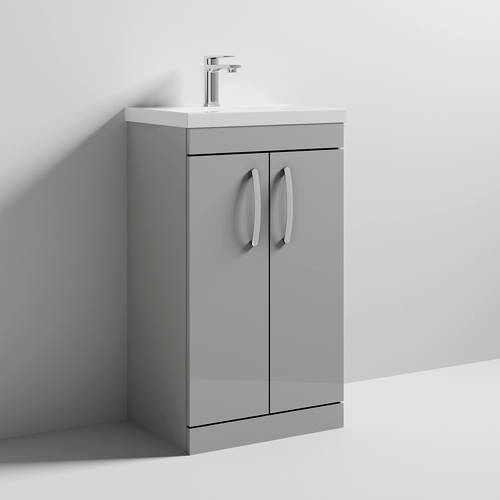 Nuie Grey Furniture Vanity Unit With 2 X Doors & Basin 500Mm (Gloss Mist).