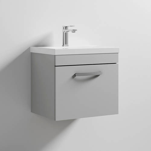 Nuie Grey Furniture Wall Vanity Unit With 1 X Drawer & Basin 500Mm ( Mist).