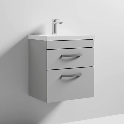 Nuie Grey Furniture Wall Vanity Unit With 2 X Drawer & Basin 500Mm ( Mist).