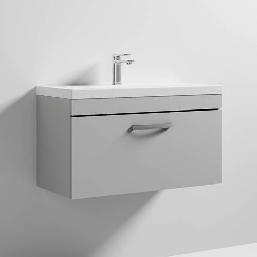 Nuie Grey Furniture Wall Vanity Unit With 1 X Drawer & Basin 800Mm ( Mist).