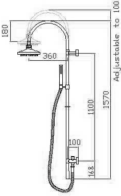 Technical image of Hudson Reed I-Flow Remote Shower Kit & Grand Rigid Riser (High Pressure).