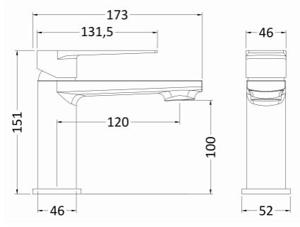 Technical image of Nuie Bailey Basin & Bath Shower Mixer Tap Pack (Chrome).