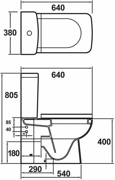 Technical image of Hudson Reed Ceramics 4 Piece Bathroom Suite With Toilet, Basin & Pedestel.