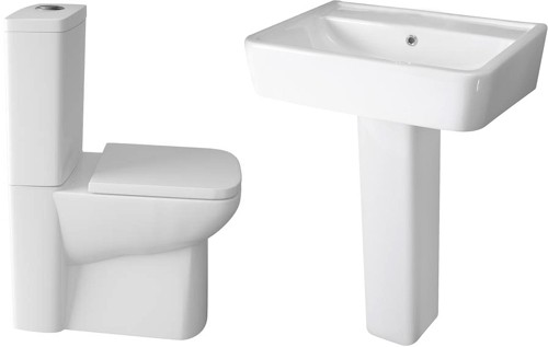 Larger image of Hudson Reed Ceramics 4 Piece Bathroom Suite With Toilet, Basin & Pedestel.