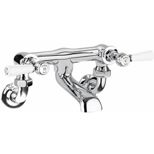 Hudson Reed White Topaz Wall Mounted Bath Filler Tap ( & Chrome).