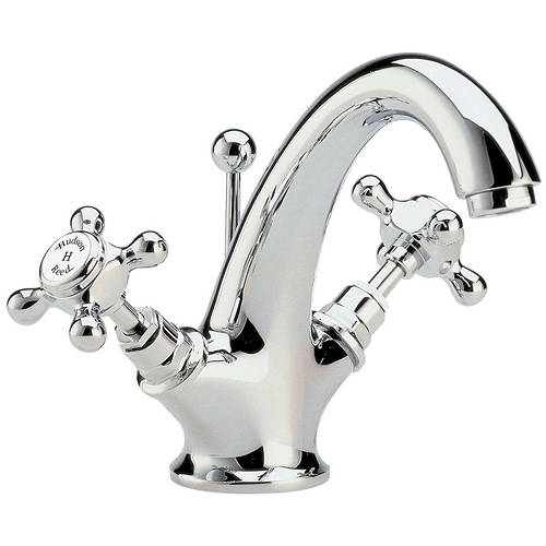 Hudson Reed White Topaz Basin Mixer Tap With Crosshead Handles ( & Chrome).