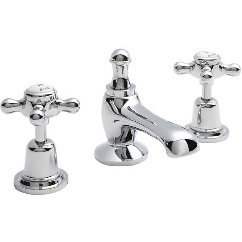 Hudson Reed White Topaz Basin Mixer Tap With Crosshead Handles ( & Chrome).