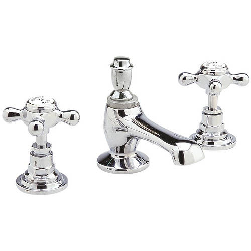 Hudson Reed White Topaz Basin Mixer Tap With Crosshead Handles ( & Chrome).
