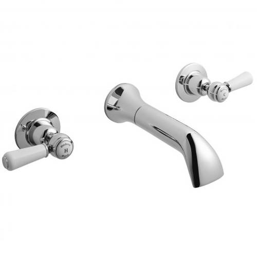Hudson Reed White Topaz Wall Mounted Basin Mixer Tap ( & Chrome).