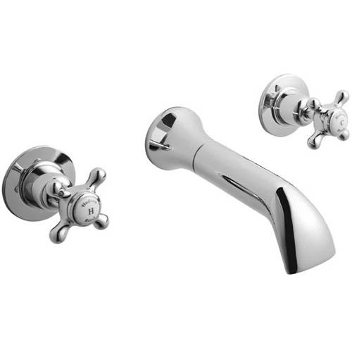 Hudson Reed White Topaz Wall Mounted Basin Mixer Tap ( & Chrome).