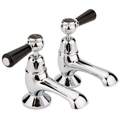 Hudson Reed Black Topaz Bath Taps With Ceramic Lever Handles ( & Chrome).