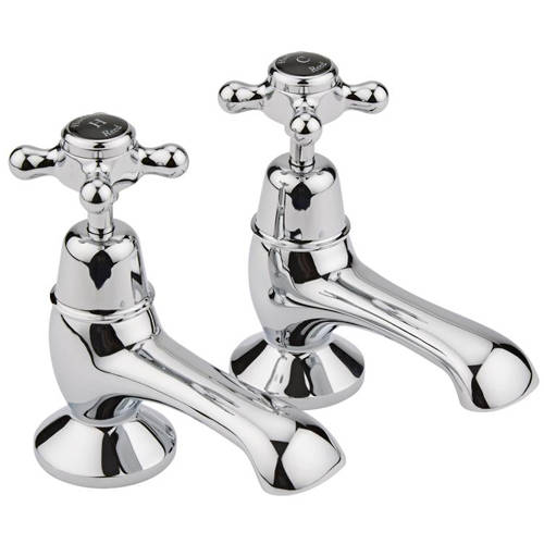 Hudson Reed Black Topaz Bath Taps With Crosshead Handles ( & Chrome).