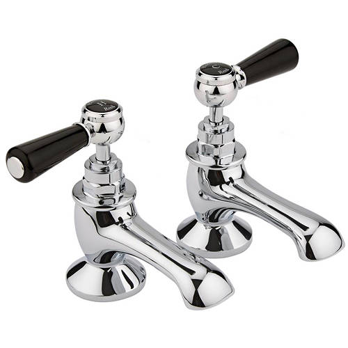 Hudson Reed Black Topaz Bath Taps With Ceramic Lever Handles ( & Chrome).