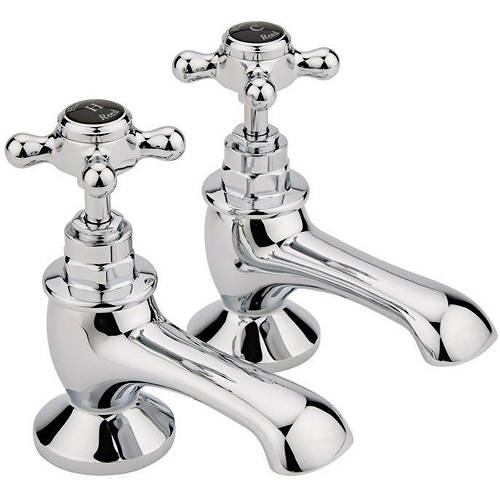 Hudson Reed Black Topaz Bath Taps With Crosshead Handles ( & Chrome).