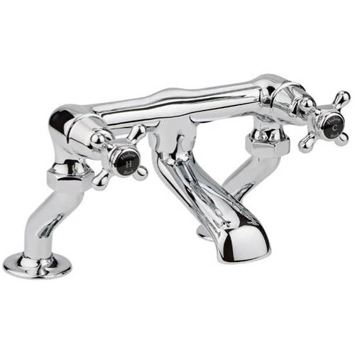 Hudson Reed Black Topaz Bath Filler Tap With Crosshead Handles ( & Chrome).