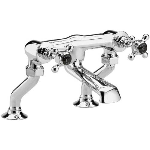 Hudson Reed Black Topaz Bath Filler Tap With Crosshead Handles ( & Chrome).