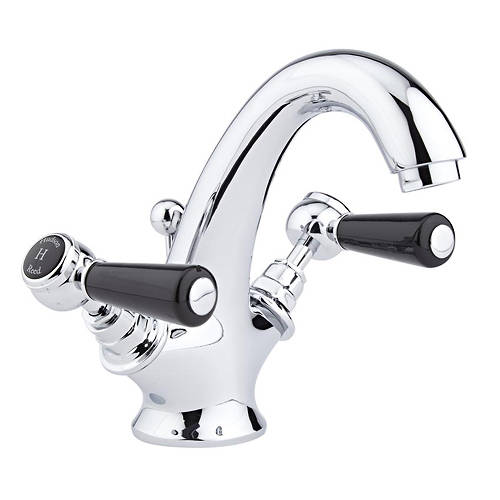 Hudson Reed Black Topaz Basin Mixer Tap With Ceramic Lever Handles ( & Chrome).