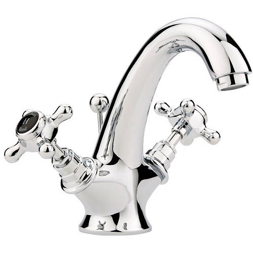 Hudson Reed Black Topaz Basin Mixer Tap With Crosshead Handles ( & Chrome).