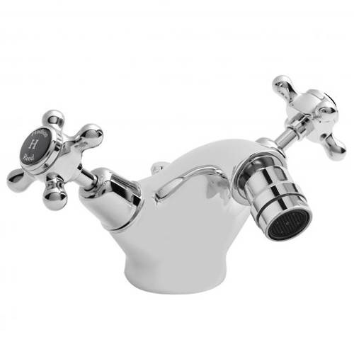 Hudson Reed Black Topaz Bidet Mixer Tap With Crosshead Handles ( & Chrome).