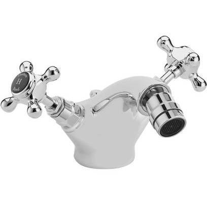 Hudson Reed Black Topaz Bidet Mixer Tap With Crosshead Handles ( & Chrome).