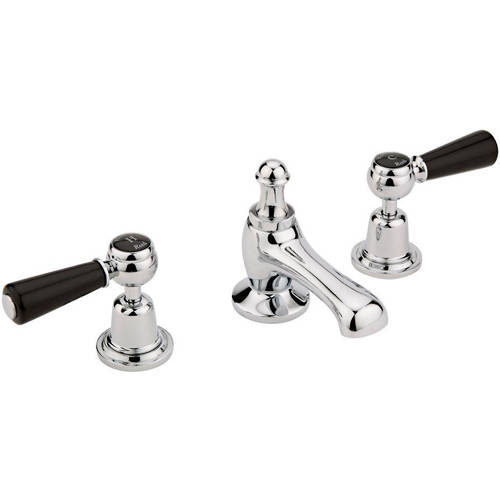 Hudson Reed Black Topaz Basin Mixer Tap With Ceramic Lever Handles ( & Chrome).
