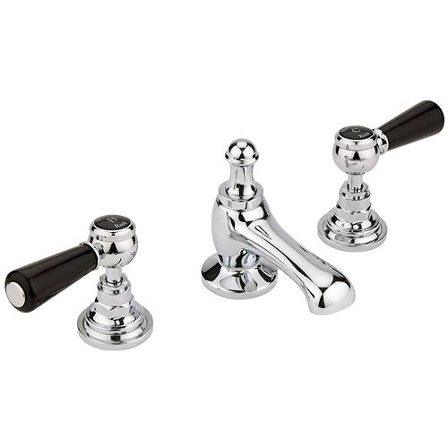 Hudson Reed Black Topaz Basin Mixer Tap With Ceramic Lever Handles ( & Chrome).