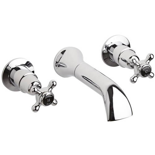 Hudson Reed Black Topaz Wall Bath Tap With Crosshead Handles ( & Chrome).