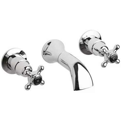 Hudson Reed Black Topaz Wall Mounted Basin Mixer Tap ( & Chrome).