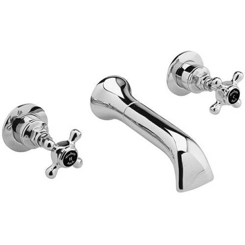 Hudson Reed Black Topaz Wall Mounted Basin Mixer Tap ( & Chrome).