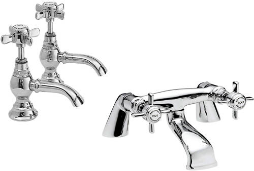 Larger image of Nuie Beaumont Basin & Bath Filler Tap Pack (Chrome).
