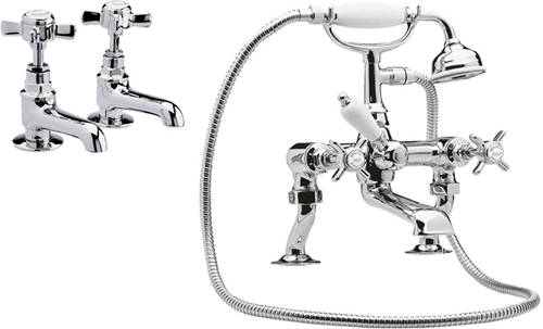 Larger image of Nuie Beaumont Basin & Bath Shower Mixer Tap Pack (Chrome).