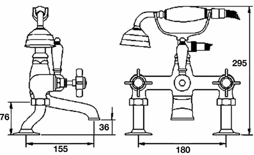 Technical image of Nuie Beaumont Basin & Bath Shower Mixer Tap Pack (Chrome).