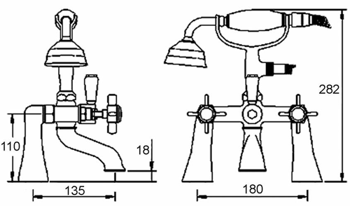 Technical image of Nuie Beaumont Basin & Bath Shower Mixer Tap Pack (Chrome).