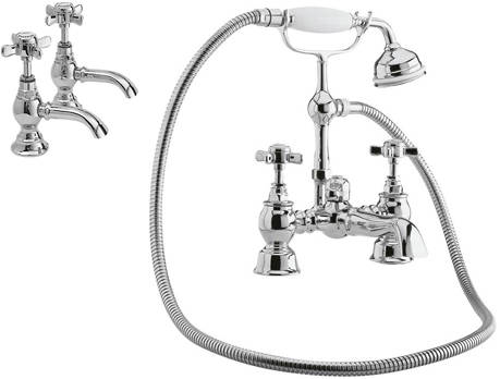 Larger image of Nuie Beaumont Basin & Bath Shower Mixer Tap Pack (Chrome).