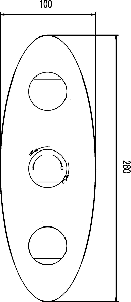 Technical image of Nuie Beaumont Traditional Triple Concealed Thermostatic Shower Valve.