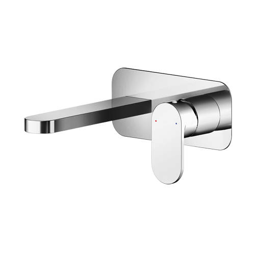 Nuie Binsey Wall Mounted Basin Mixer Tap With Blackplate (Chrome). Size 0.2