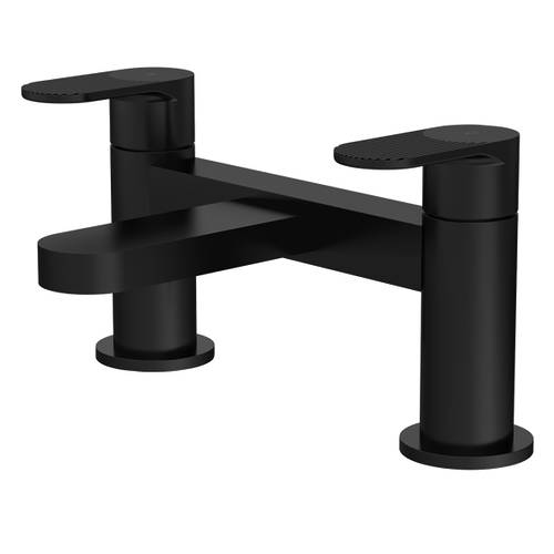 Nuie Deck Mounted Bath Filler - Matt Black - Contemporary Design - Ceramic Disc Technology - Brass Construction - Image 2