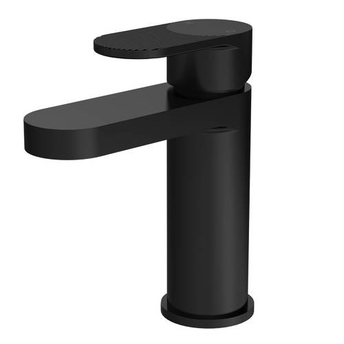 nuie Cyprus Matt Black Mono Basin Mixer Tap - Contemporary Design with Fluted Accent - Image 3