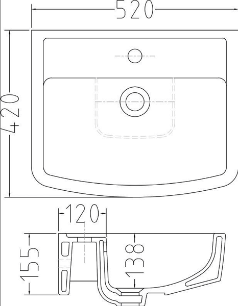 Technical image of Nuie Bliss Back To Wall Toilet Pan With Seat, Basin & Semi Pedestal.